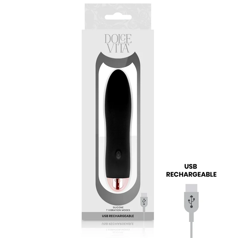 DOLCE VITA - Vibrador Recargable Four Negro 7 Velocidades - Imagen 4