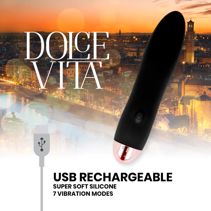 DOLCE VITA - Vibrador Recargable Four Negro 7 Velocidades - Imagen 5