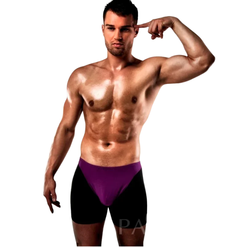 PASSION - Boxer 009 Lila/ Negro Erotic Lingerie S/M