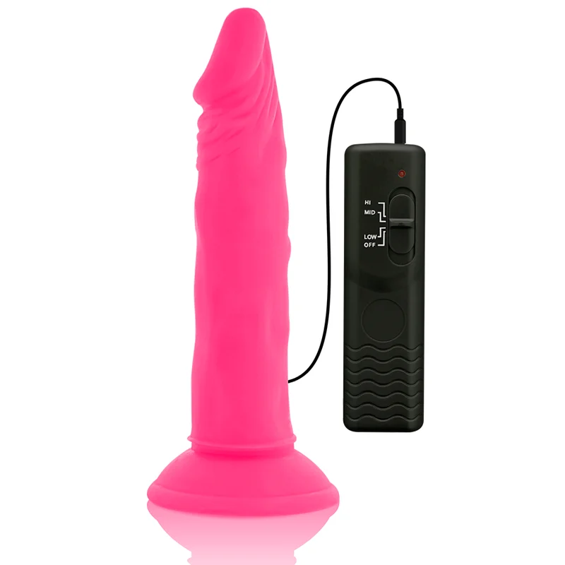 DIVERSIA - Dildo Flexible Con Vibracion Rosa 23 Cm -O- 4.3 Cm- - Imagen 6