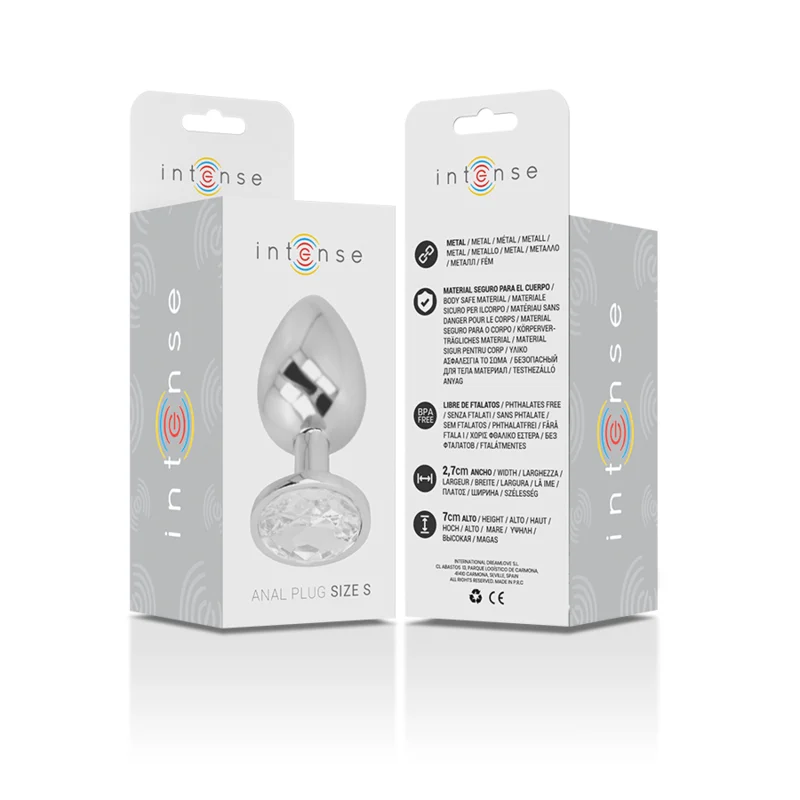 INTENSE - Plug Anal Metal Aluminio Con Cristal Plata Talla S - Imagen 6