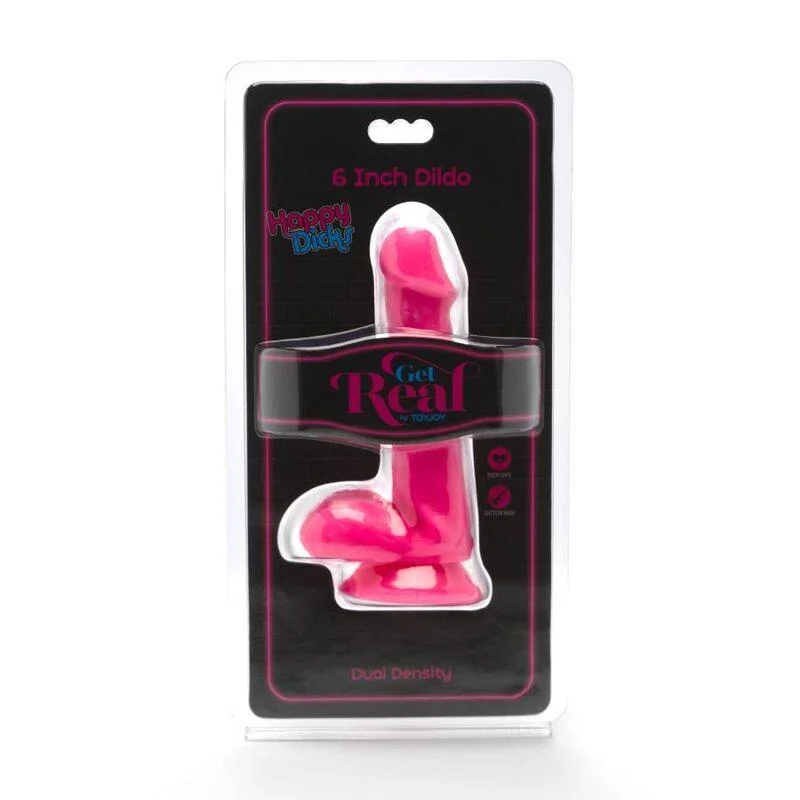 GET REAL - Happy Dicks Dildo 12 Cm Con Testiculos Rosa - Imagen 3