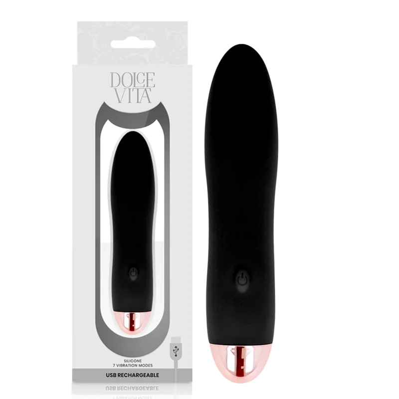 DOLCE VITA - Vibrador Recargable Four Negro 7 Velocidades