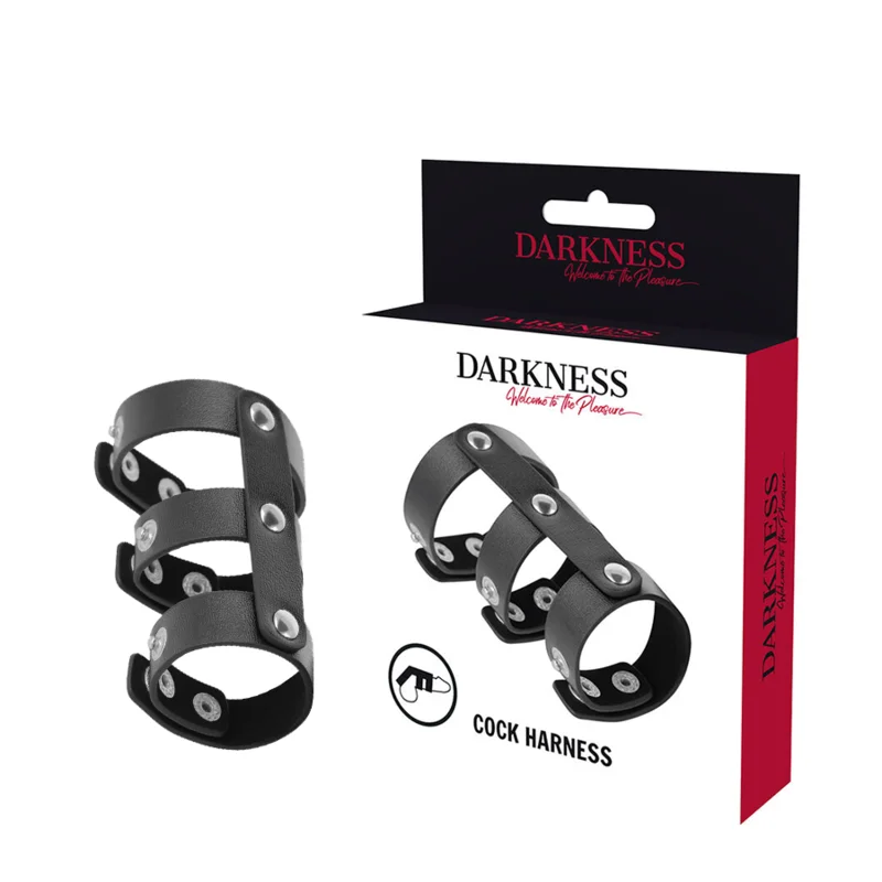 DARKNESS - Anillo Doble Pene Y Testiculos Ajustable Leather