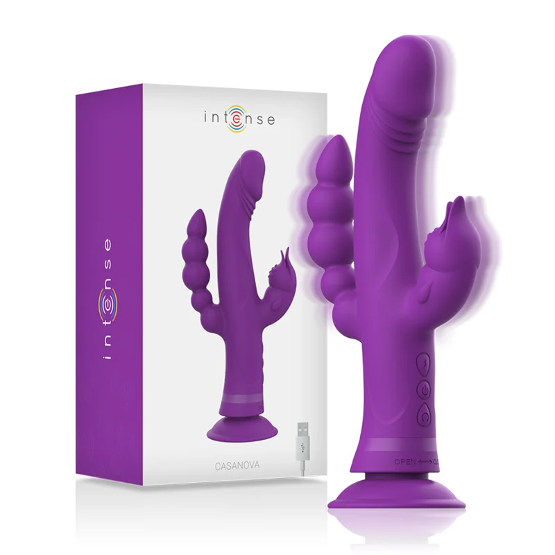 INTENSE - Casanova Vibrador Rabbit Silicona Triple Motor Morado