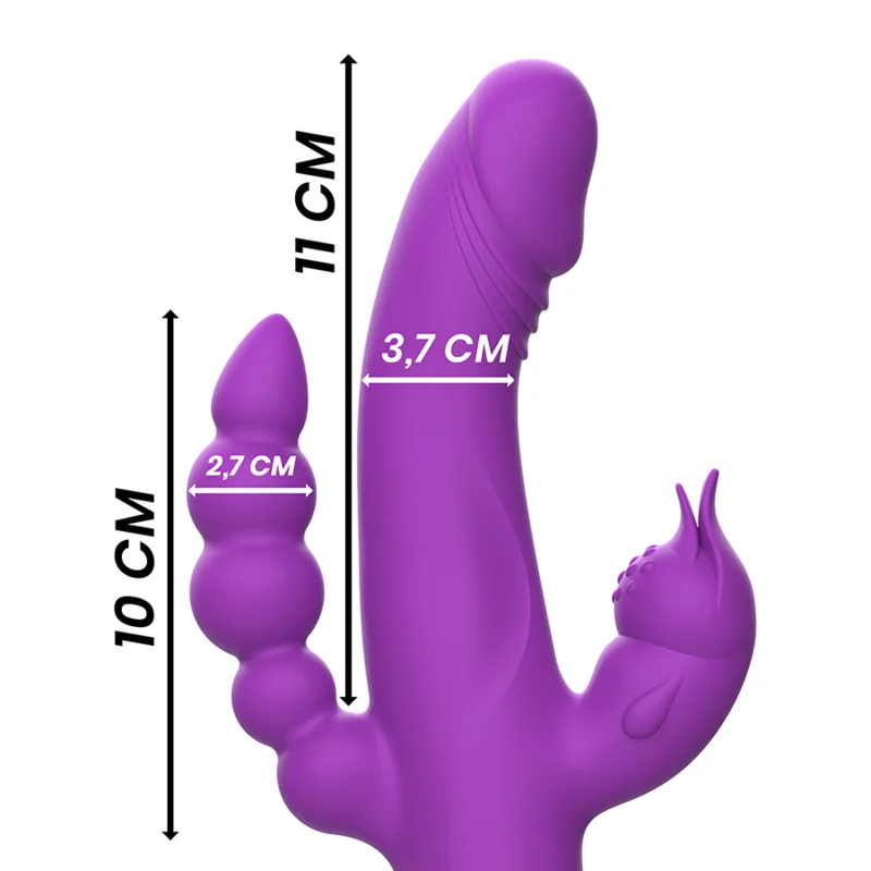 INTENSE - Casanova Vibrador Rabbit Silicona Triple Motor Morado - Imagen 4