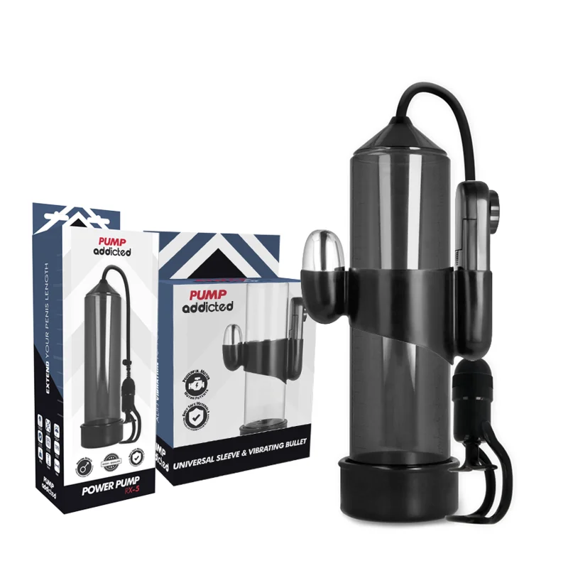 PUMP ADDICTED - Bomba Erección Rx5 Negro Con Vibrador - Imagen 3