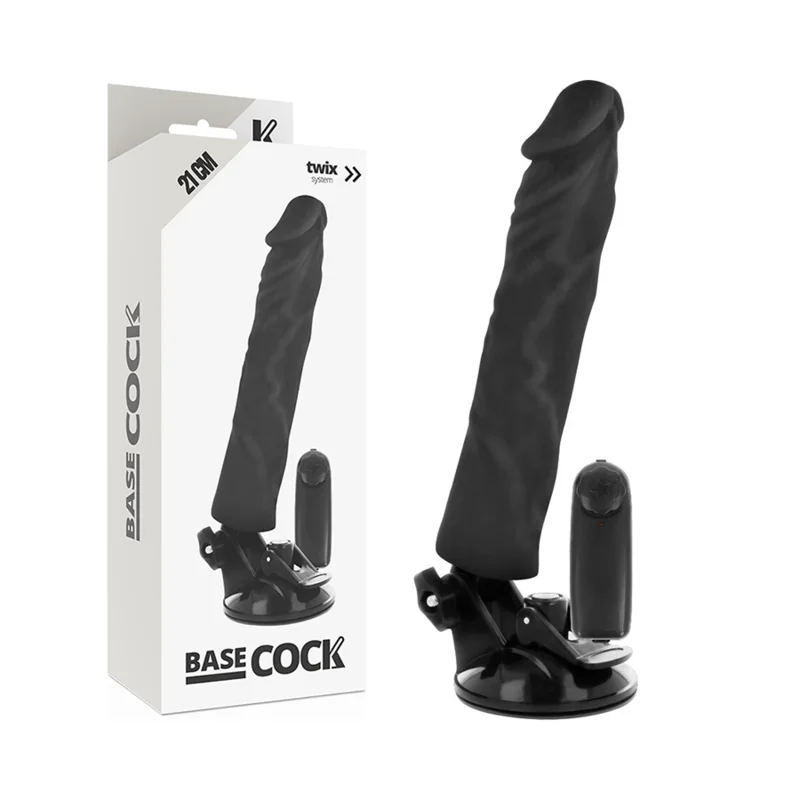 BASECOCK - Vibrador Realistico Control Remoto Negro 21 Cm -O- 4 Cm- - Imagen 3