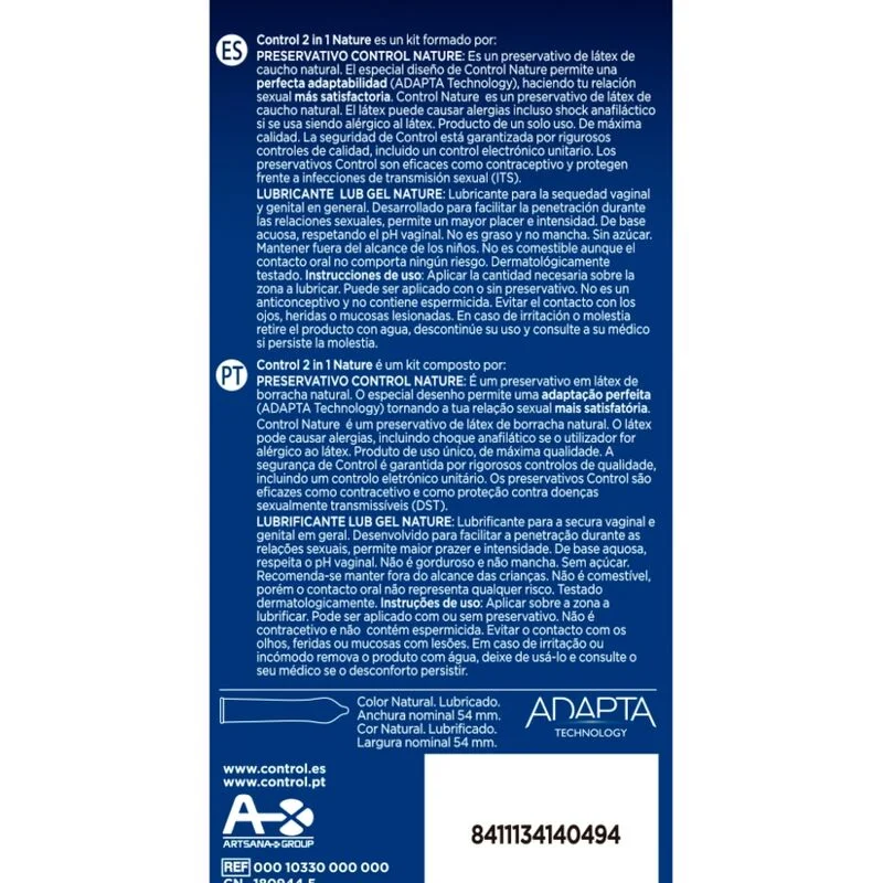 CONTROL - Duo Natura 2-1 Preservativo + Gel 6 Uds-- - Imagen 4