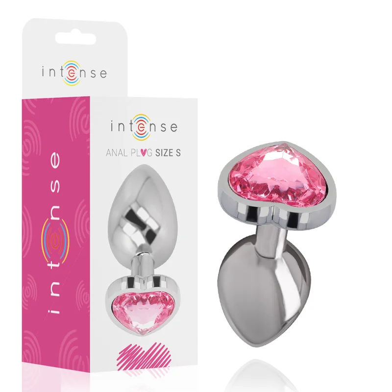 INTENSE - Plug Anal Metal Aluminio Corazón Rosa Talla S