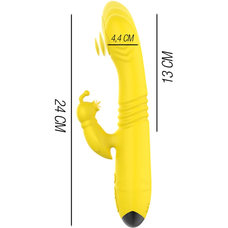 INTENSE - Toky Vibrador Multifunción Recargable Up & Down Con Estimulador De Clitoris Amarillo - Imagen 4