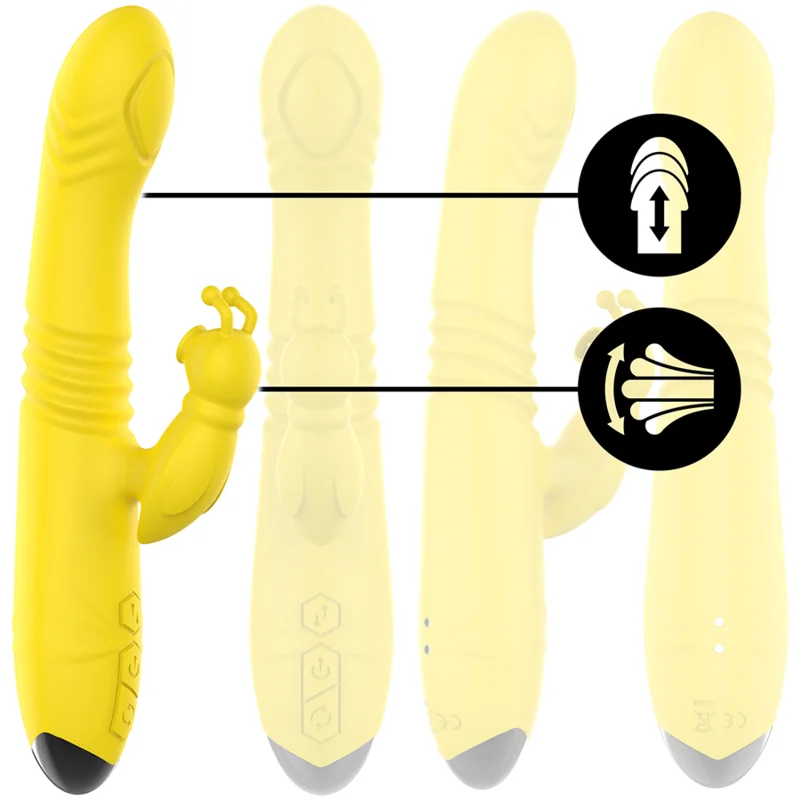 INTENSE - Toky Vibrador Multifunción Recargable Up & Down Con Estimulador De Clitoris Amarillo - Imagen 3
