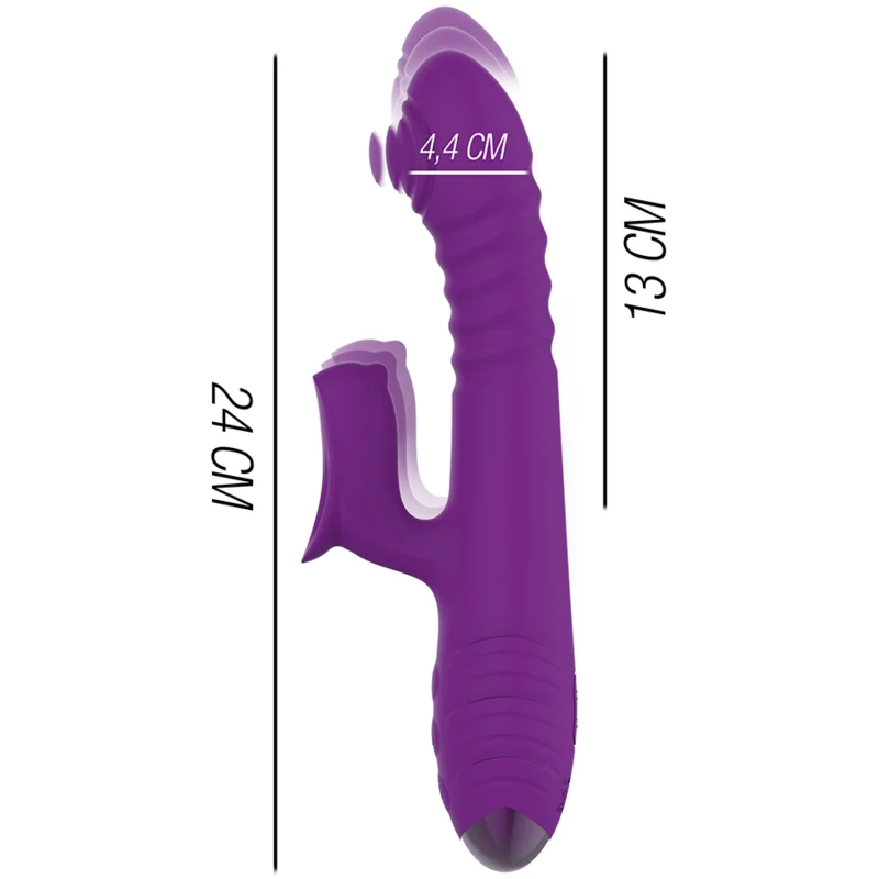 INTENSE - Iggy Vibrador Multifunción Recargable Up & Down Con Estimulador De Clitoris Morado - Imagen 4