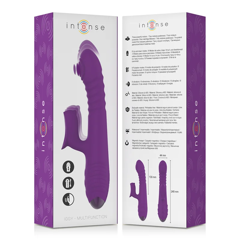 INTENSE - Iggy Vibrador Multifunción Recargable Up & Down Con Estimulador De Clitoris Morado - Imagen 6