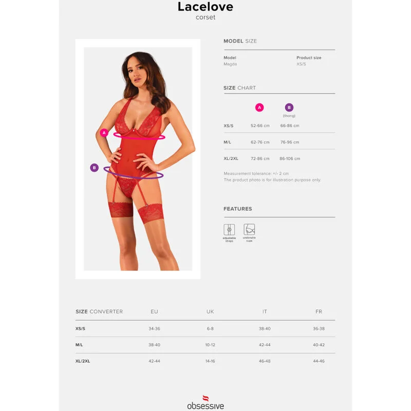 OBSESSIVE - Lacelove Corset Rojo Xs/S - Imagen 8