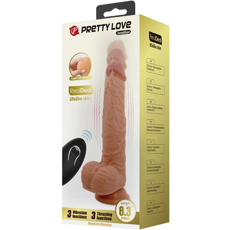 PRETTY LOVE - Jonathan Dildo Silicona 3 Vibraciones + 3 Medidas Inserción Control Remoto 21 Cm - Imagen 8