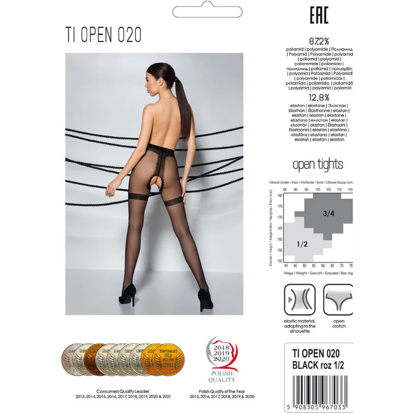 PASSION - Tiopen 020 Medias Negro 1/2 20 Den - Imagen 6