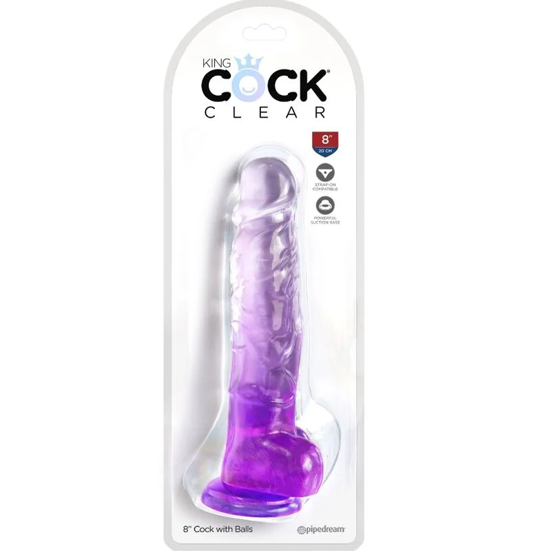 KING COCK - Clear Pene Realistico Con Testiculos 16.5 Cm Morado - Imagen 3