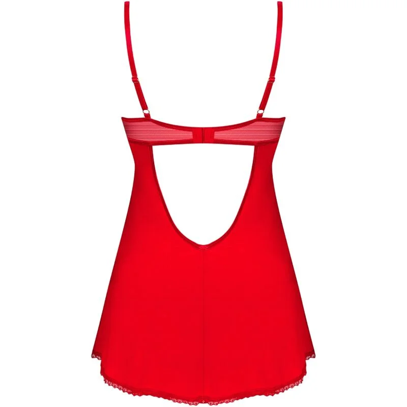 OBSESSIVE - Ingridia Chemise & Tanga Rojo Xs/S - Imagen 7