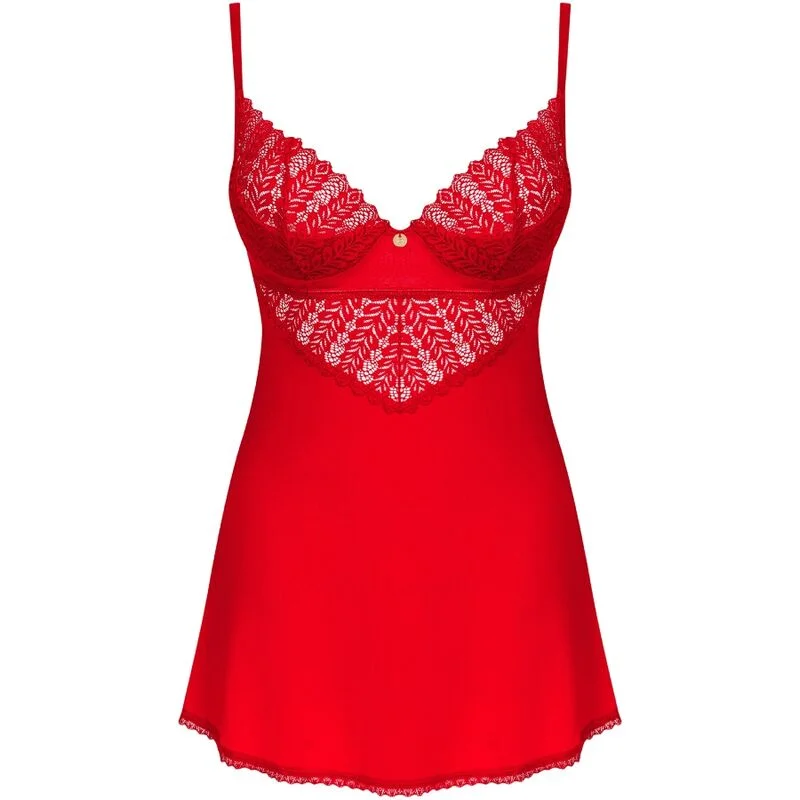 OBSESSIVE - Ingridia Chemise & Tanga Rojo Xs/S - Imagen 6