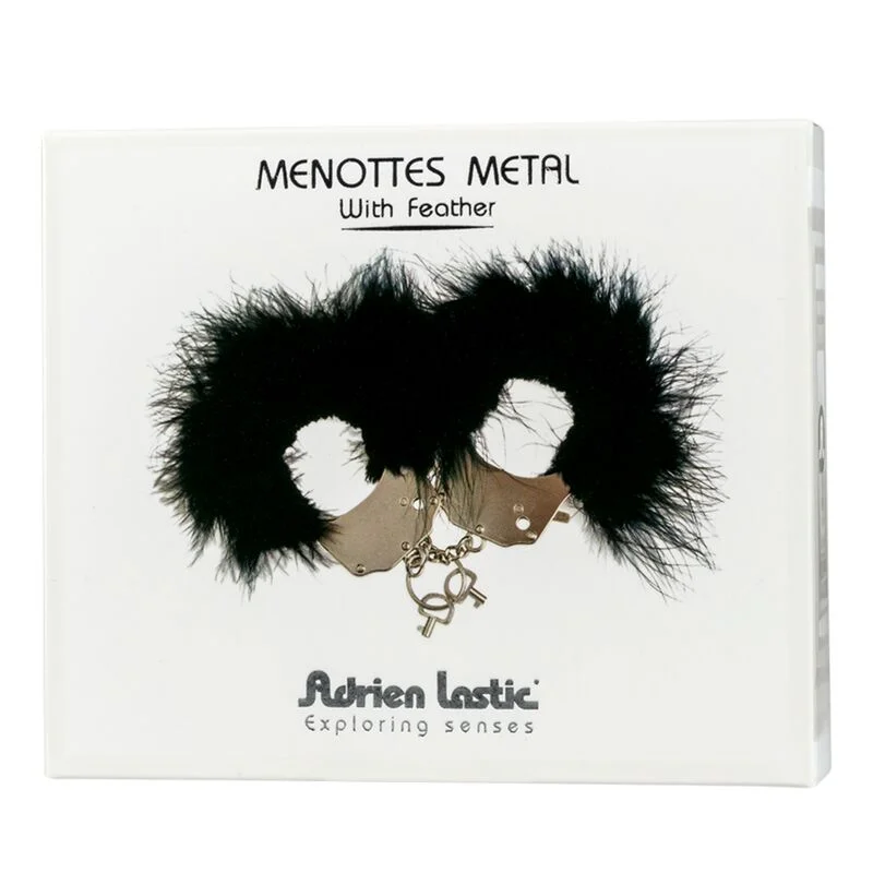 ADRIEN LASTIC - Esposas Metal Con Plumas Negro - Imagen 4