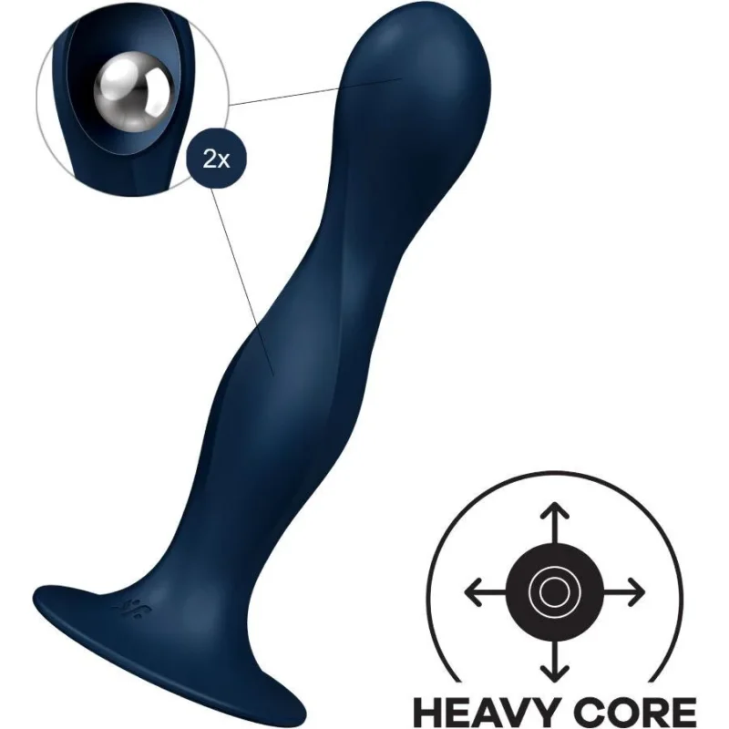 SATISFYER - Double Ball-R Dildo Silicona Azul-- - Imagen 3