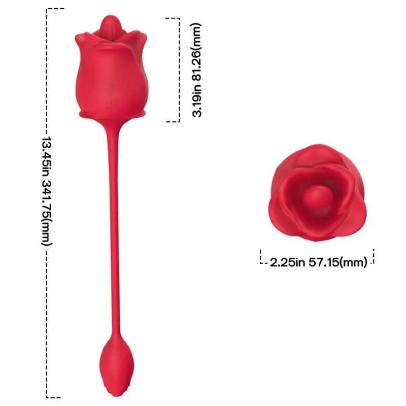 ARMONY - Rosa 2 En 1 Estimulador Succión & Vibrador 10 Modos Con Cola Rojo - Imagen 5