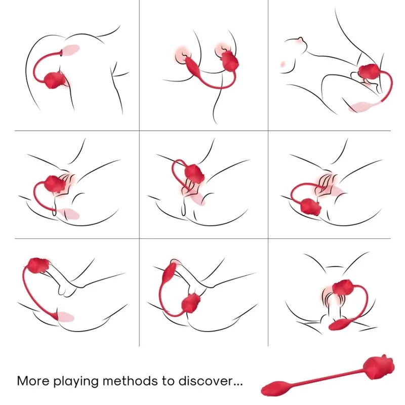 ARMONY - Rosa 2 En 1 Estimulador Succión & Vibrador 10 Modos Con Cola Rojo - Imagen 3