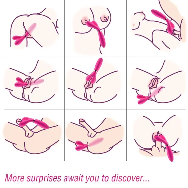 ARMONY - Y-Wand Masajeador & Vibrador Cabeza Doble Fucsia-- - Imagen 3