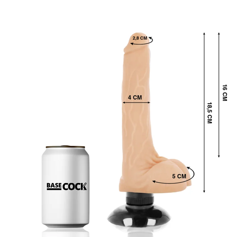 BASECOCK - Vibrador Realistico 2-1 Natural 18.5 Cm -O- 4 Cm