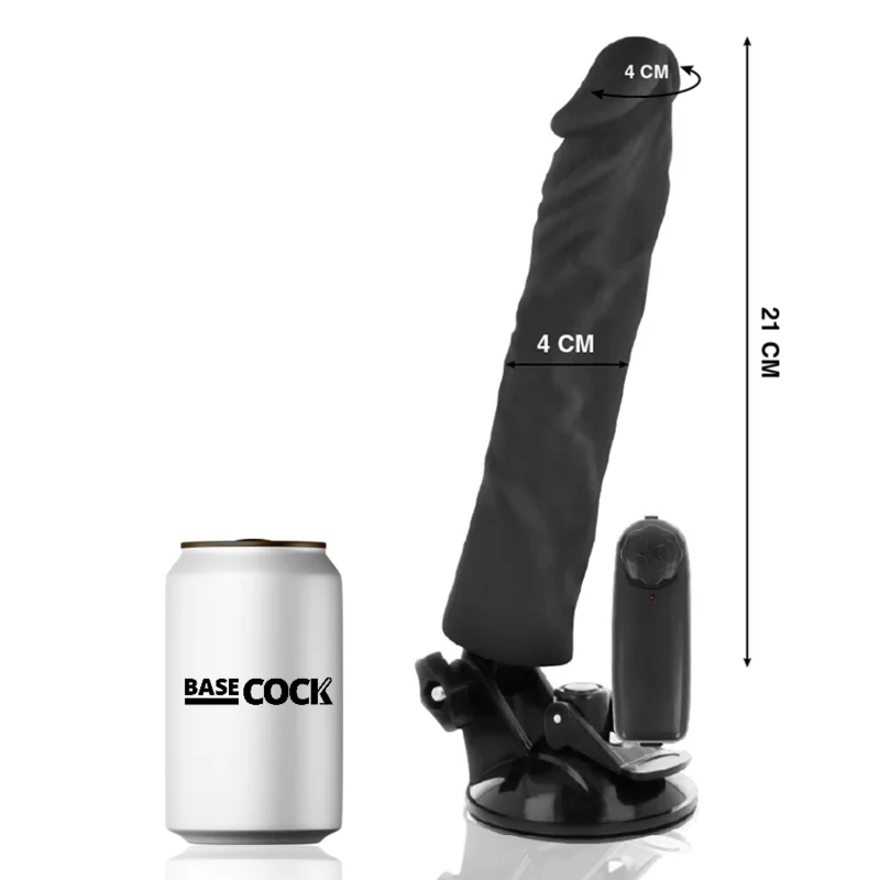 BASECOCK - Vibrador Realistico Control Remoto Negro 21 Cm -O- 4 Cm-