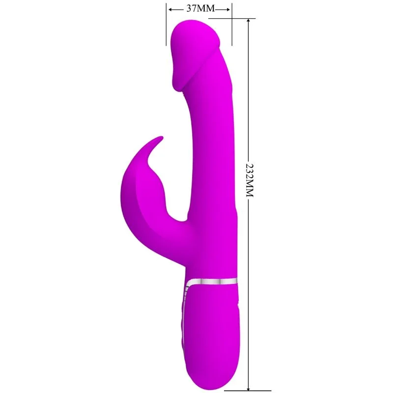 PRETTY LOVE - Kampas Vibrador Rabbit 3 En 1 Multifunción Con Lengua Fucsia - Imagen 8