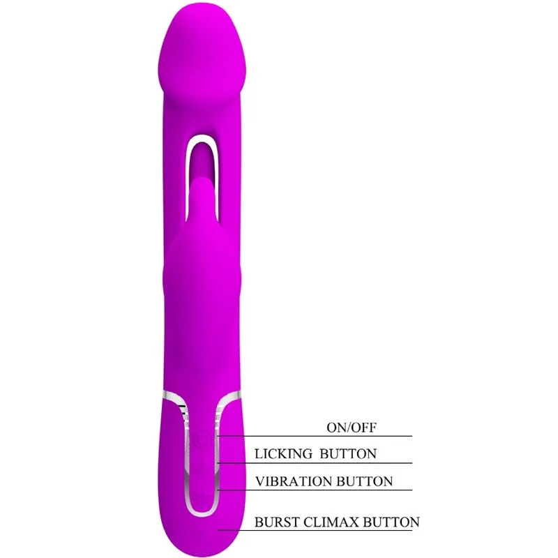 PRETTY LOVE - Kampas Vibrador Rabbit 3 En 1 Multifunción Con Lengua Fucsia - Imagen 9