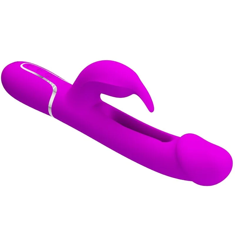 PRETTY LOVE - Kampas Vibrador Rabbit 3 En 1 Multifunción Con Lengua Fucsia - Imagen 7