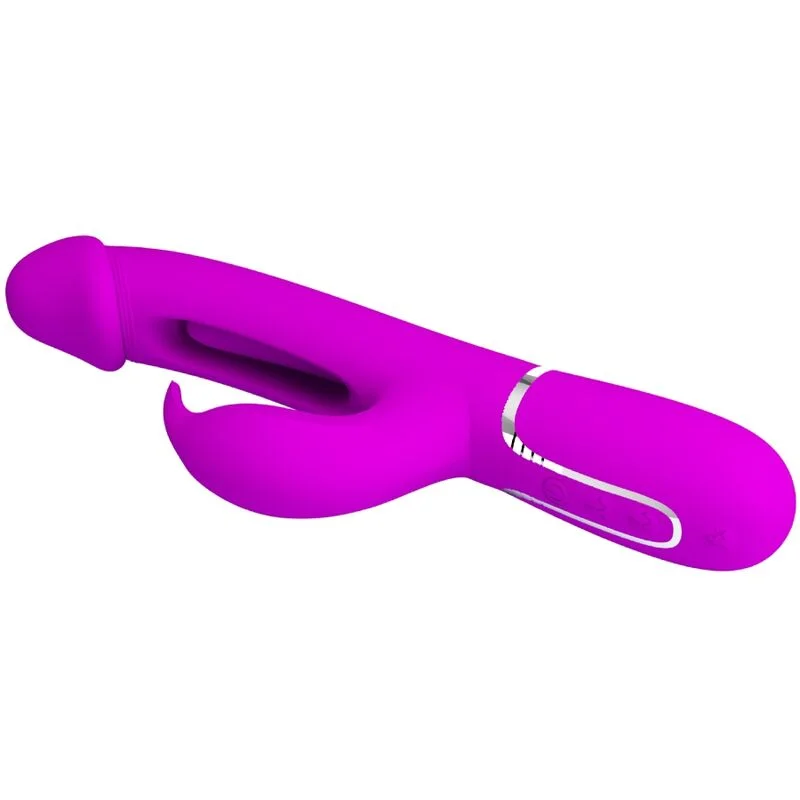 PRETTY LOVE - Kampas Vibrador Rabbit 3 En 1 Multifunción Con Lengua Fucsia - Imagen 6