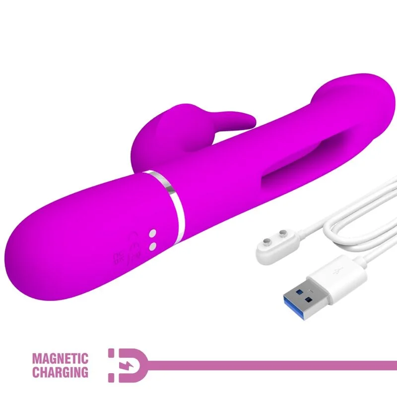 PRETTY LOVE - Kampas Vibrador Rabbit 3 En 1 Multifunción Con Lengua Fucsia - Imagen 10