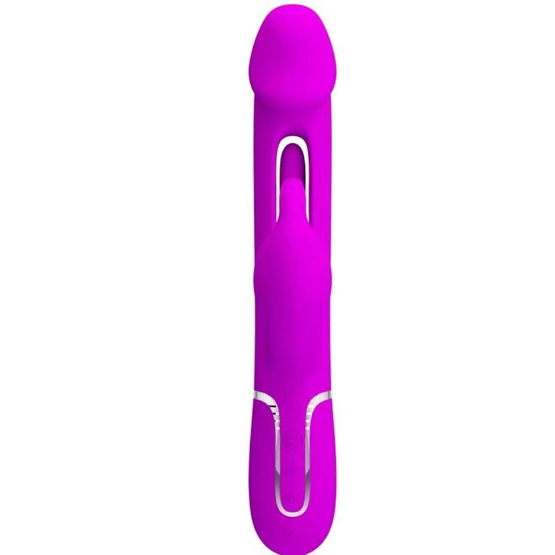 PRETTY LOVE - Kampas Vibrador Rabbit 3 En 1 Multifunción Con Lengua Fucsia - Imagen 3
