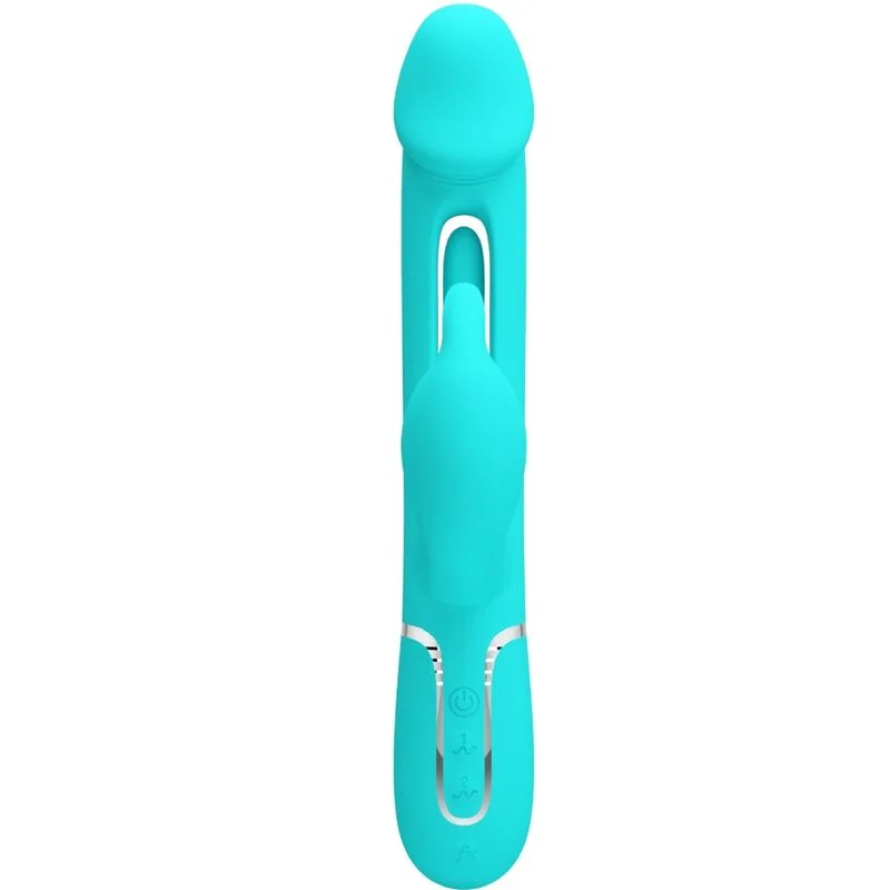 PRETTY LOVE - Kampas Vibrador Rabbit 3 En 1 Multifunción Con Lengua Verde Agua - Imagen 3