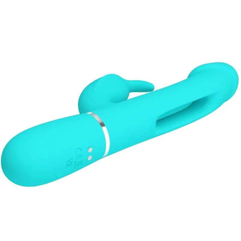 PRETTY LOVE - Kampas Vibrador Rabbit 3 En 1 Multifunción Con Lengua Verde Agua - Imagen 5