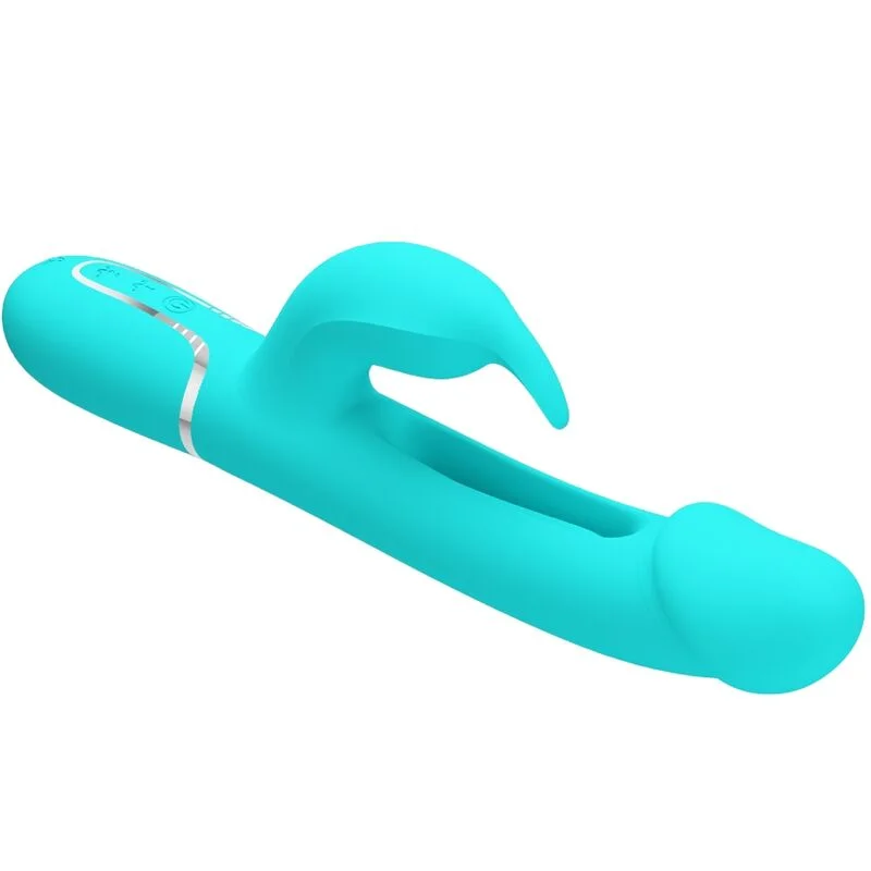 PRETTY LOVE - Kampas Vibrador Rabbit 3 En 1 Multifunción Con Lengua Verde Agua - Imagen 7