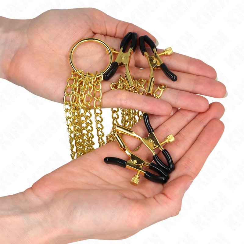 KINK - Pinzas Para Pezones Y Clítoris 4 Enganches Ajustable Dorado - Imagen 4