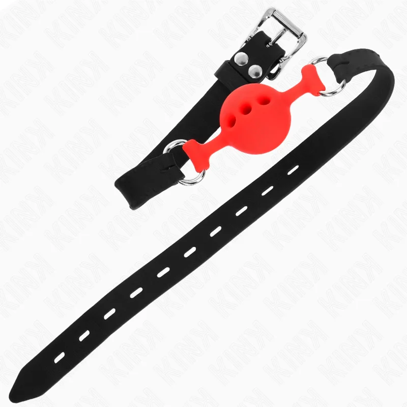 KINK - Mordaza 55 X 2 Cm De Bola 4 Cm De Silicona Completa Talla S Rojo Ajustable 35-51 Cm-- - Imagen 5