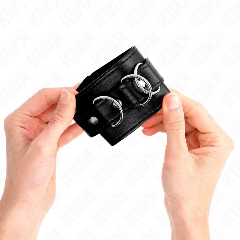 KINK - Muñequeras Con 3 Anillas En D Ajustable Negro 17.5-25 Cm X 6 Cm-- - Imagen 4