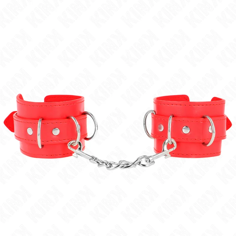 KINK - Muñequeras Con 3 Anillas En D Ajustable Rojo 17.5-25 Cm X 6 Cm--