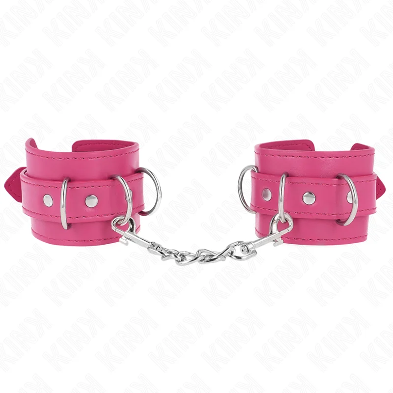 KINK - Muñequeras Con 3 Anillas En D Ajustable Rosa 17.5-25 Cm X 6 Cm--