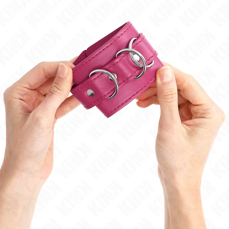 KINK - Muñequeras Con 3 Anillas En D Ajustable Rosa 17.5-25 Cm X 6 Cm-- - Imagen 4