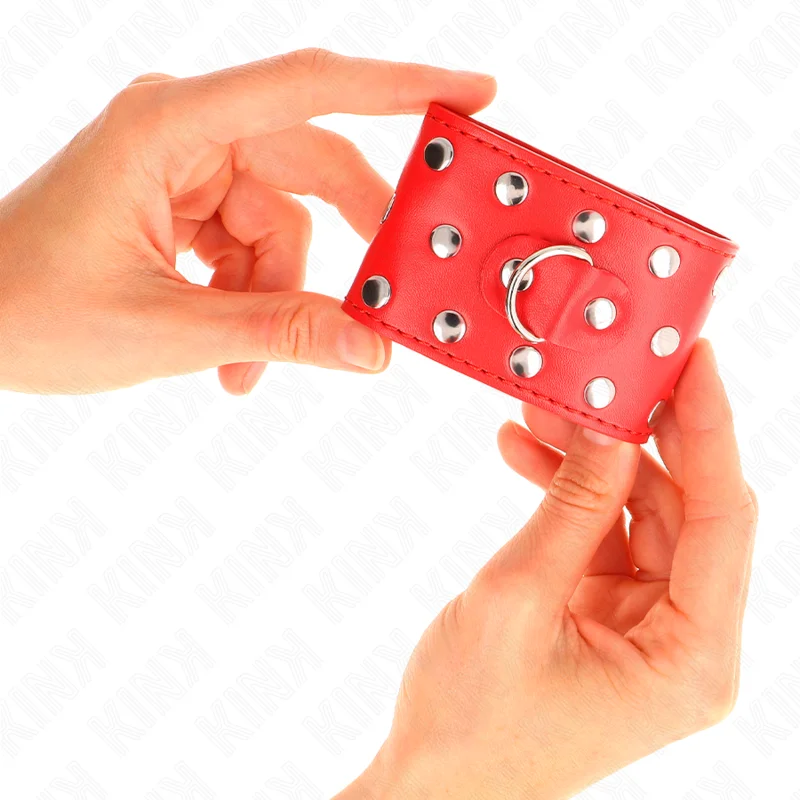KINK - Muñequeras Con Cierre A Presión Lleno De Tachuelas Ajustable Rojo 19-24 Cm X 5.5 Cm-- - Imagen 4