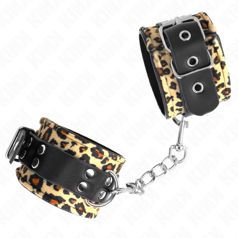 KINK - Muñequeras De Cuero Estilo Leopardo Ajustable 18-29 Cm X 5.5 Cm-- - Imagen 3