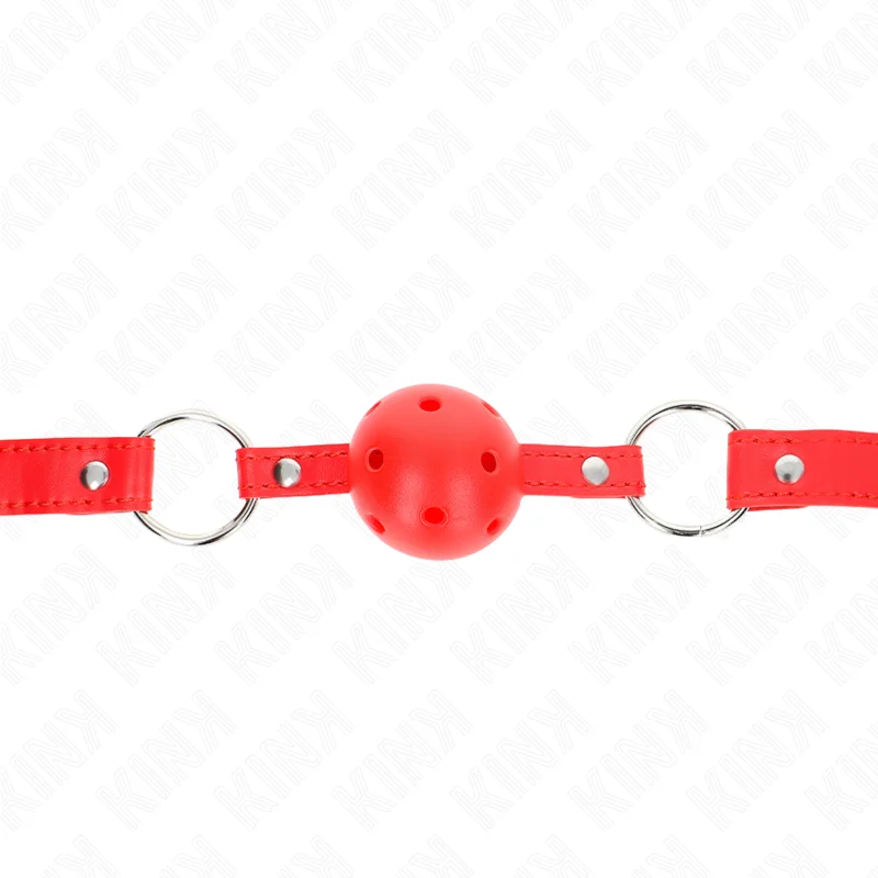 KINK - Mordaza De Bola 4 Cm Transpirable Con Doble Remache Modelo 1 Rojo 62 X 2.5 Cm Ajustable 42-58 Cm--