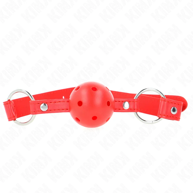 KINK - Mordaza De Bola 4 Cm Transpirable Con Doble Remache Modelo 1 Rojo 62 X 2.5 Cm Ajustable 42-58 Cm-- - Imagen 4